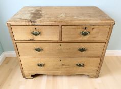 A Victorian pine four drawer chest, 92 cm x 51 cm x 75 cm.