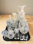 A group of crystal bowls, vases, ewer, glasses.
