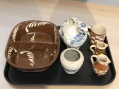 A 19th century two-division slip ware bowl, width 29 cm,