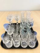 A quantity of crystal wine and champagne glasses, tumblers, etc.