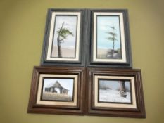 J Doody : Four oils on board depicting rural landscapes with trees,
