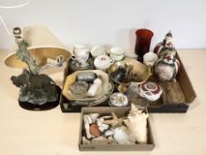 A group of ceramics, sea shells,
