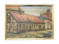 Danish School : Buildings in a town, oil on canvas,