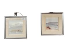 After Hoffmann : Views across a Fjord, two limited edition colour prints, signed in pencil,