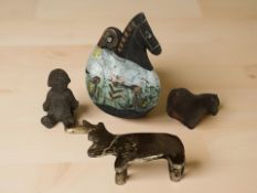 A group of Danish studio pottery, Thyssen pony, Ramsing stoneware figure,