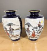 A pair of Japanese Satsuma earthenware vases,