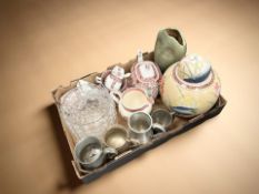 A group of ceramics and metal wares including large ginger jar, Spode teapot,