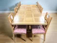 A contemporary oak rectangular dining table, 229 cm x 105 cm x 77 cm,