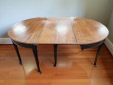 19th century mahogany extending dining table with leaf, on pad feet,