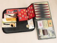 A Duncan Briar pipe in box, further Meerschaum pipe in box,