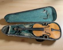A late 19th century violin labelled within Antonius Stradivarious Cremonensis Facitbat Anno 17,