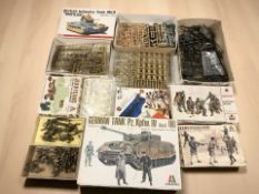 A group of military modelling kits, Airfix,