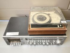A Hightone stereo cassette recorder and a Monarch turn table