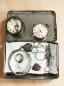 A silver open faced Waltham pocket watch (Af), further silver pocket watch, silver bangle,
