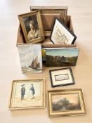 A group of antique pictures, oils,