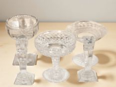 A Waterford Crystal Glendore tazza, height 13 cm, Stuart Crystal Tazza with air twist stem,
