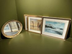 An oval gilt mirror, width 89 cm,