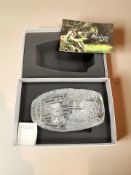 A Lalique Bucolique crystal vase, height 33 cm, with retail box.