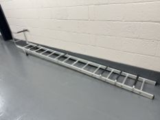 An aluminum roof ladder