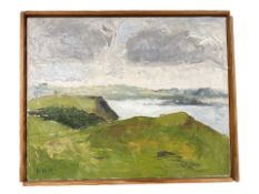 Danish School : View across a fjord, oil on canvas,