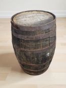 A coopered oak barrel,