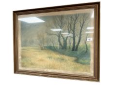 Danish School : Field with trees, watercolour,