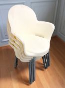 A set of four stacking moulded plastic chairs