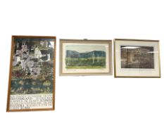 A Continental gallery print 60 cm x 34 cm and two further prints (3)