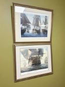 After Geoff Hunt : Nelson's Ships, two limited edition prints from editions of 850,