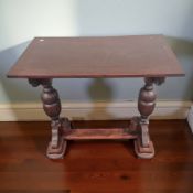 A stained oak refectory side table,