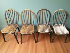 Four elm spindle back chairs