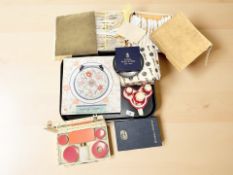 A Goebel ceramic Monk trio cruet together with boxed crystal, Royal Worcester dish etc.