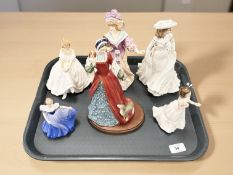 A group of china figures to include four Royal Doulton figurines- Welcome, Anne Boleyn,