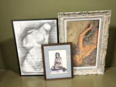 Contemporary school : study of a female nude lying in heather,