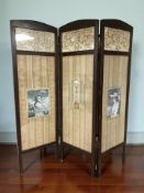 A small three-fold embroidered screen,