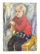 Danish School : Portrait of a girl sat on a chair, oil on canvas,