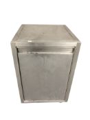 A stainless steel commercial single door catering pedestal cabinet on castors, width 46 cm.