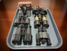 Six various pairs of binoculars including a pair of French opera glasses by Lemaire,