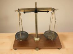 A mahogany and brass balance scale, signed Andrew Baird, Edinburgh, width 42 cm.
