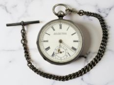 A silver open face key-wound pocket watch signed Pain Brothers Hastings Lever, case 52mm,