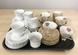 Six Crown Ming porcelain tea china trios, a further six Windsor bone china trios,
