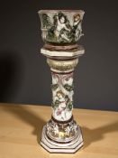 A Capodimonte Pottery planter on pedestal, height 81 cm.