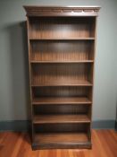 A reproduction mahogany open bookcase, 89 cm x 31 cm x 189 cm.