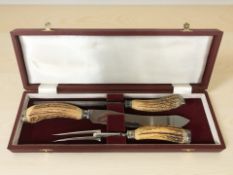 An antler handled three piece carving set.