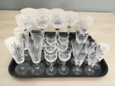 A quantity of crystal wine glasses.