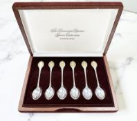 A silver Sovereign Queens Spoon Collection of six silver-gilt spoons, depicting Mary I, Elizabeth I,