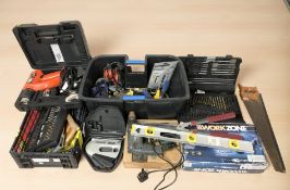 A quantity of hand and power tools.