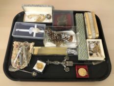 A group of silver and costume jewellery including dress rings,