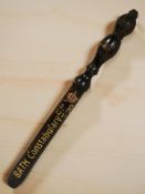 A turned wooden police truncheon with later Bath Constabulary lettering, length 51 cm.