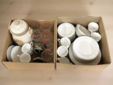 A quantity of Wedgwood Mystique blue dinnerwares, Coca Cola glasses, a Rumtopf storage jar, etc.